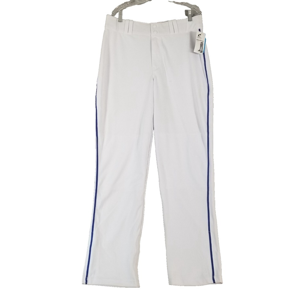 Champro Baseball Pants Men Large White Open Bottom Loose Fit Blue Stripe Flawed